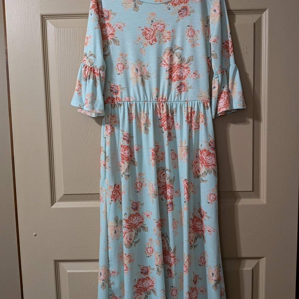 Floral Blue and Pink Dress